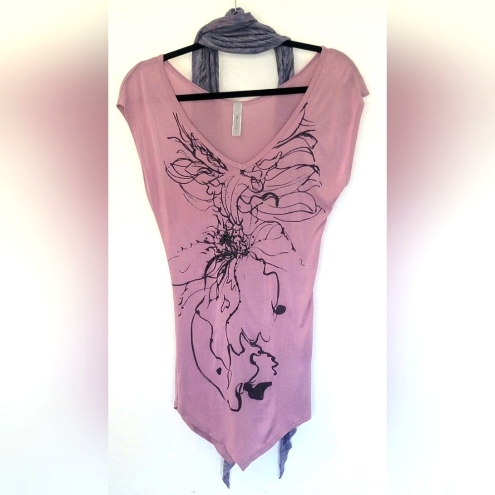 VTG 90s Mind Code Floral Printed Assymetrical Top with Scarf
